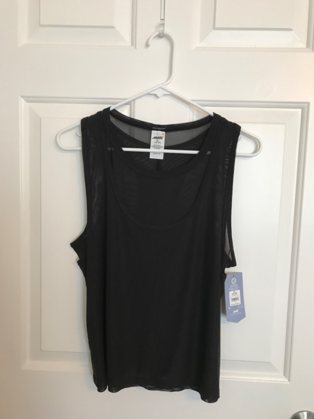 Avia Double Sheer Mesh Racerback Tank Top Size XL Black